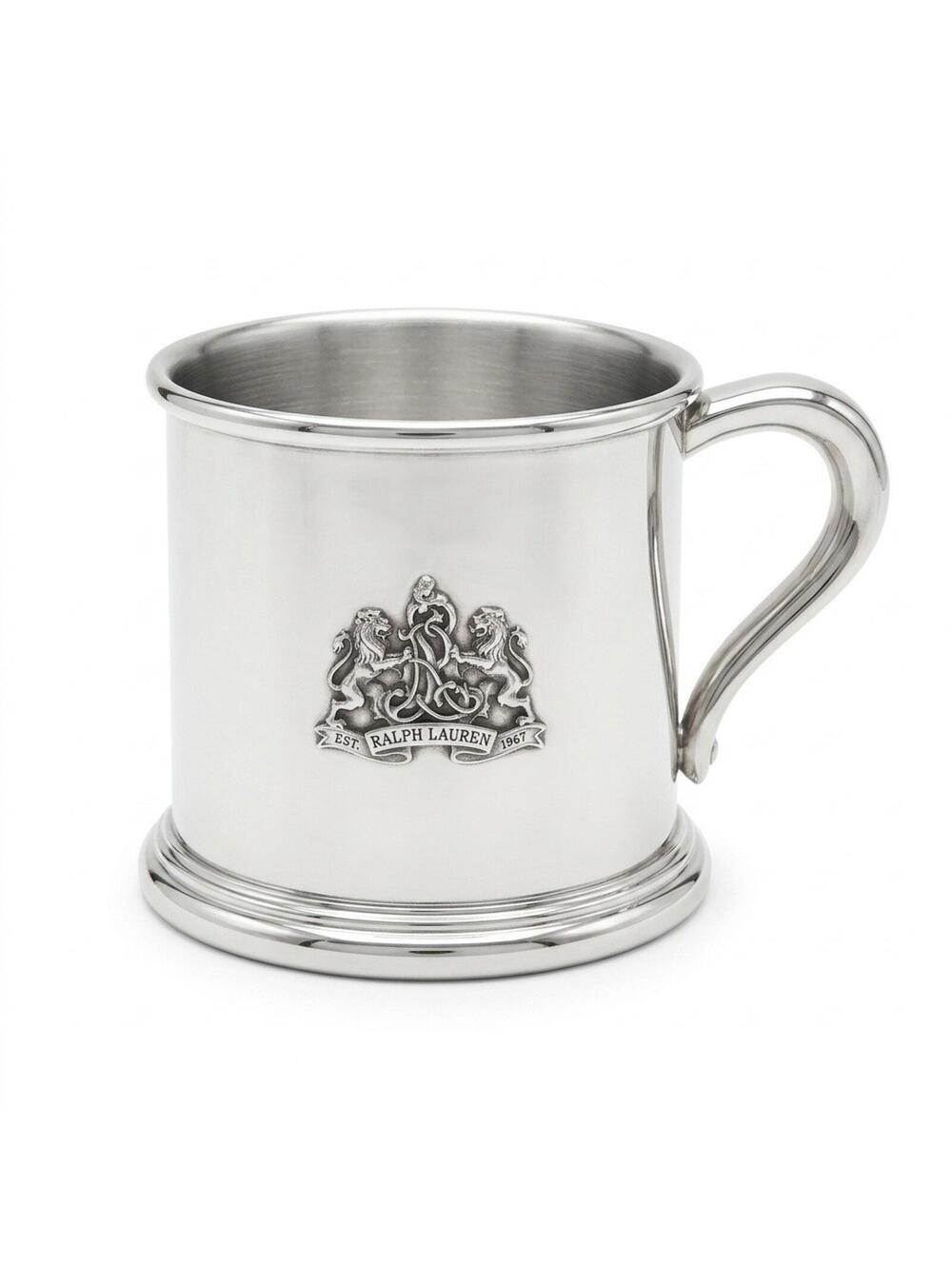 RARE RALPH LAUREN SAFARI LION CREST EMBLEM PEWTER SHAVING BEER MUG CUP TANKARD